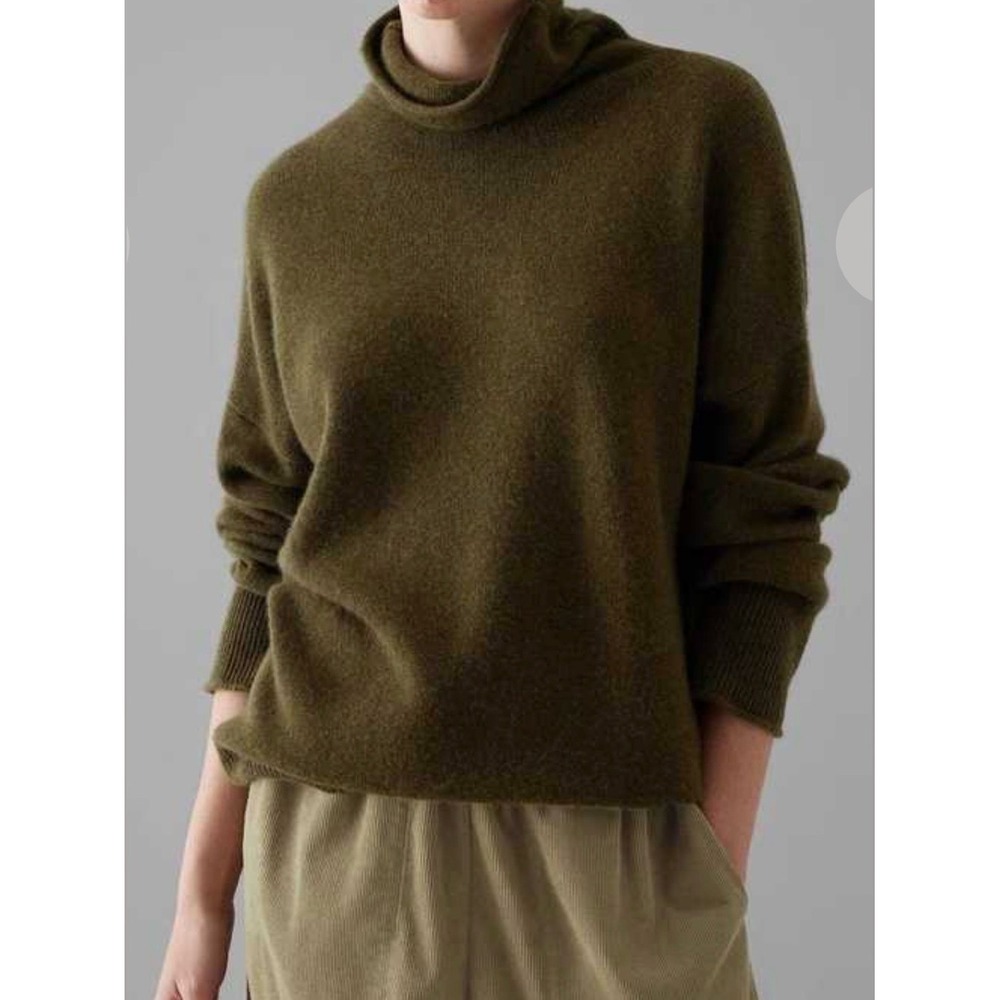 Toast Women's Wool/Cashmere Roll Neck Sweater Size S/M Olive Green Oversized